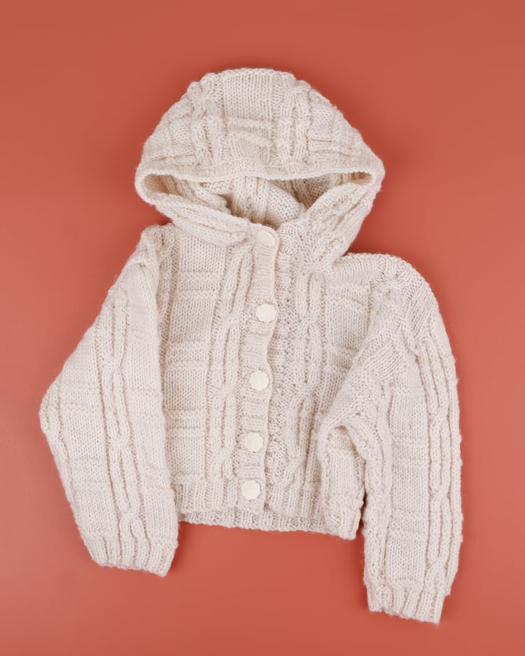 Image of Cream Hoodied Cardi - 1 to 2yr