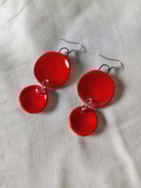 Image 1 of Red Circle Earrings