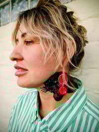 Image 2 of Red Circle Earrings