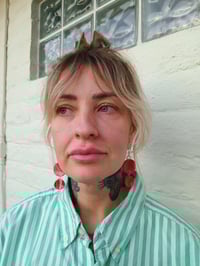 Image 3 of Red Circle Earrings