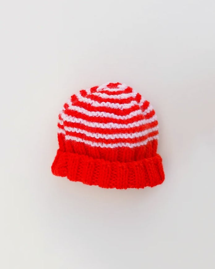 Image of Striped Fold Up Beanie - 0 to 3 mths