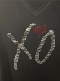 Image 1 of The Weeknd Rhinestone XO T shirt, New, Women’s Vneck, Gildan 100% Cotton