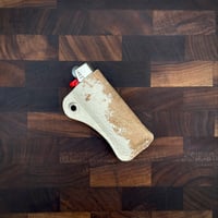 Image 4 of BIC Lighter Sleeve (Vintage Cow Hide & Green Crumble)