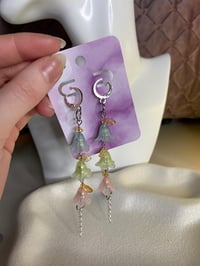 Image 5 of Flower beaded earrings trio, Dangle bellflower earrings