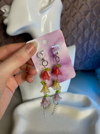 Image 6 of Flower beaded earrings trio, Dangle bellflower earrings