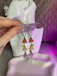 Image 1 of Flower beaded earrings trio, Dangle bellflower earrings