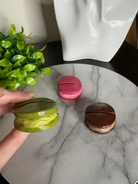 Image 2 of Macaron Polaroid Photo Holders set; Chocolate, Strawberry, and Matcha