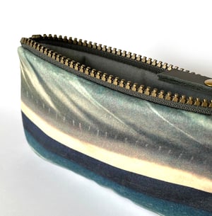 Image of Seascape feather, velvet zipper pouch