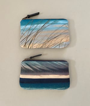 Image of Seascape feather, velvet zipper pouch