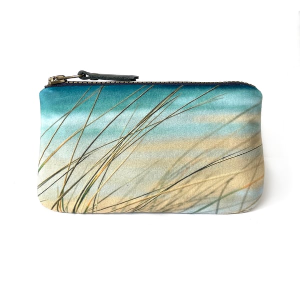 Image of Seascape grasses, velvet zipper pouch