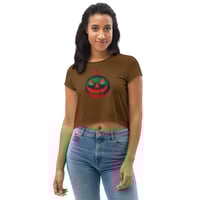 Image 1 of Crop Tee - Jack O Lantern Retro Orange Glow (Brown)
