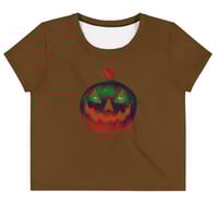 Image 3 of Crop Tee - Jack O Lantern Retro Orange Glow (Brown)