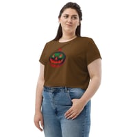 Image 4 of Crop Tee - Jack O Lantern Retro Orange Glow (Brown)
