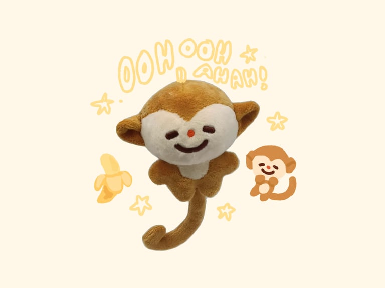 [Round 2 preorder] Monkey plushie keychain 10 cm 