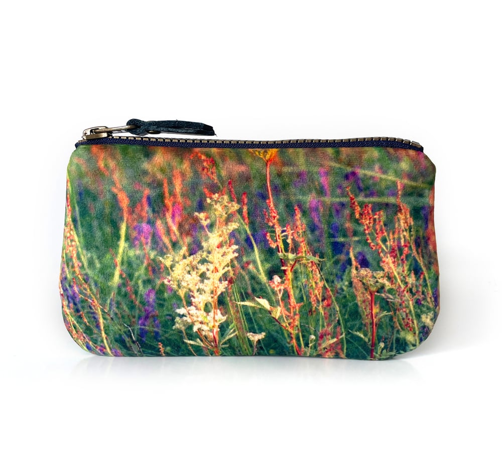 Image of Meadowsweet, printed velvet zipper pouch