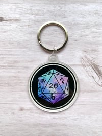 Image 2 of D20 • Tabletop Gaming • Dungeon Master • Acrylic Keychain • Charm • One-Sided