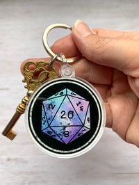 Image 4 of D20 • Tabletop Gaming • Dungeon Master • Acrylic Keychain • Charm • One-Sided