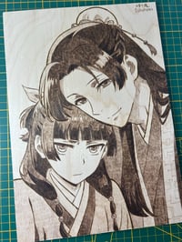 Maomao & Jinshi auf Birkenholz