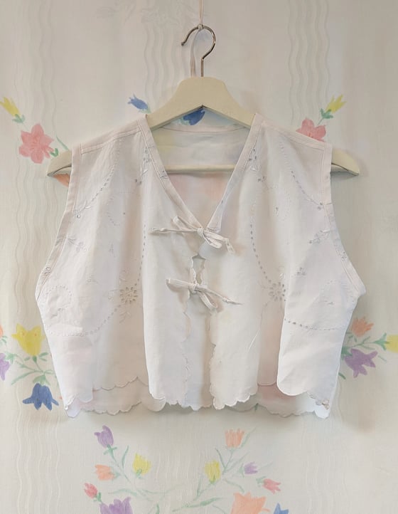 Image of Shrug Eyelet Tie Top