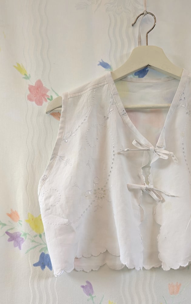 Image of Shrug Eyelet Tie Top