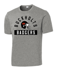 Buckholts Badgers Football Grey Short Sleeve Tee