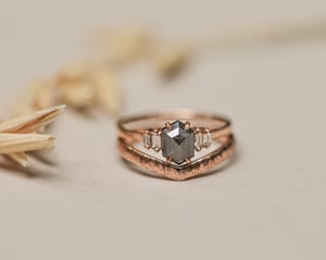 Image of 18ct Rose gold, 2mm, horn textured, wishbone ring