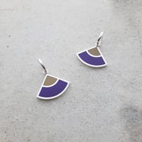 Image 3 of New Quarter Dangle Earrings in Wheat with Aubergine