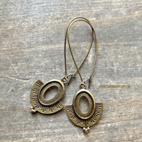 Image 1 of Bronze Oval Dangle Earrings – Rustic Boho Jewelry for Women, Handmade Lightweight Drop Earrings