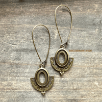 Image 2 of Bronze Oval Dangle Earrings – Rustic Boho Jewelry for Women, Handmade Lightweight Drop Earrings