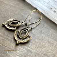 Image 3 of Bronze Oval Dangle Earrings – Rustic Boho Jewelry for Women, Handmade Lightweight Drop Earrings