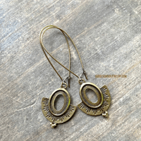 Image 5 of Bronze Oval Dangle Earrings – Rustic Boho Jewelry for Women, Handmade Lightweight Drop Earrings
