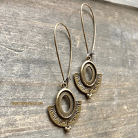 Image 4 of Bronze Oval Dangle Earrings – Rustic Boho Jewelry for Women, Handmade Lightweight Drop Earrings