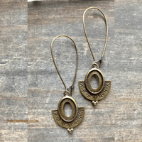 Image 6 of Bronze Oval Dangle Earrings – Rustic Boho Jewelry for Women, Handmade Lightweight Drop Earrings
