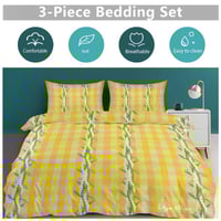 Image 6 of 3 piece Bedding Set- Yellow Palaka and Crown Flower Entwined with Ti Leaf