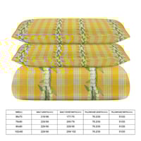 Image 7 of 3 piece Bedding Set- Yellow Palaka and Crown Flower Entwined with Ti Leaf