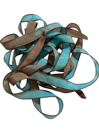 Image 1 of 1PC. MEDITERRANEAN SEA 42" hand dyed wrist wrap bracelet silk ribbon/Yoga wrist wrap bracelet ribbon