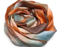 Image 1 of Ready To Ship! 10YD.  CAMPFIRE STORY HAND DYED SARI SILK RIBBON BY COLOR BURST SILK
