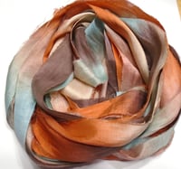 Image 4 of Ready To Ship! 10YD.  CAMPFIRE STORY HAND DYED SARI SILK RIBBON BY COLOR BURST SILK