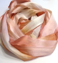 Image 1 of Ready To Ship! 10YD. CREME BRULEE HAND DYED SARI SILK RIBBON BY COLOR BURST SILK