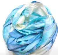 Image 1 of 10YD. ICE CAP HAND DYED SARI SILK RIBBON BY COLOR BURST SILK
