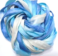 Image 2 of 10YD. ICE CAP HAND DYED SARI SILK RIBBON BY COLOR BURST SILK