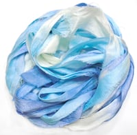 Image 3 of 10YD. ICE CAP HAND DYED SARI SILK RIBBON BY COLOR BURST SILK