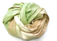 Image 1 of 10YD. COCONUT PALM  HAND DYED SARI SILK RIBBON BY COLOR BURST SILK