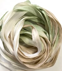 Image 2 of 10YD. COCONUT PALM  HAND DYED SARI SILK RIBBON BY COLOR BURST SILK