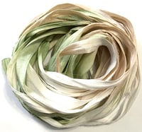 Image 3 of 10YD. COCONUT PALM  HAND DYED SARI SILK RIBBON BY COLOR BURST SILK