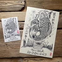 Image 1 of PHISH NYE 2023 Ink painting art PRINT Card and Mini Poster