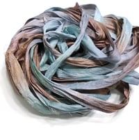 Image 2 of Ready To Ship! 10YD. SEA GLASS HAND DYED SARI SILK RIBBON BY COLOR BURST SILK