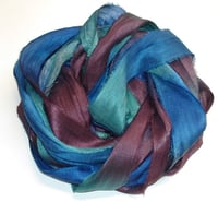 Image 1 of Ready To Ship! 10YD. WIZARDS MAGIC HAND DYED SARI SILK RIBBON BY COLOR BURST SILK