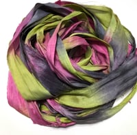 Image 2 of Ready To Ship! 10YD. TOXIC HAND DYED SARI SILK RIBBON BY COLOR BURST SILK