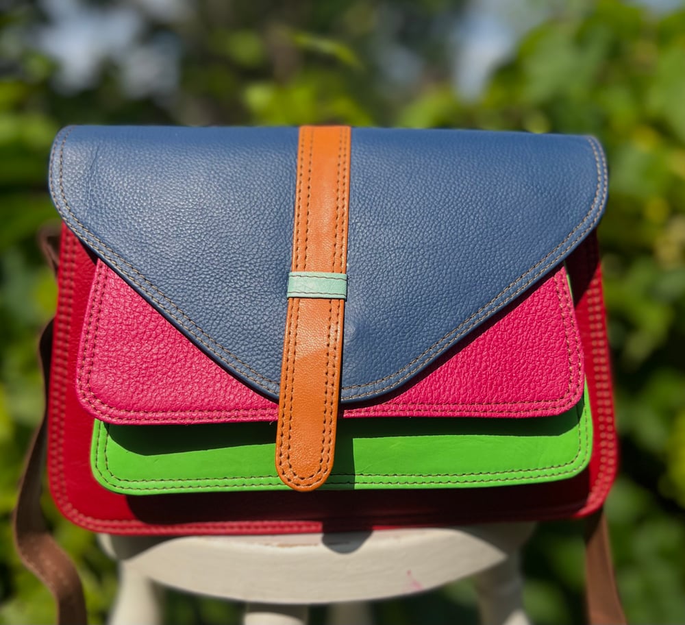 Image of Harlequin Collection Recycled Coloured Leather Layered Front #29C